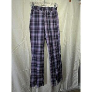 Wide Leg Plaid Pants in Purple
